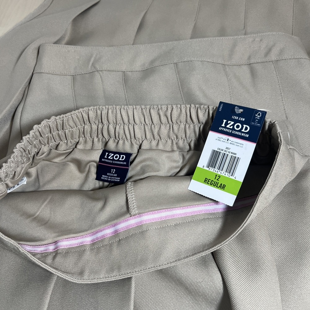 Set of 3 New Izod Schoolwear Girls Khaki Uniform Skorts! - Size 12 Reg - Picture 3 of 4